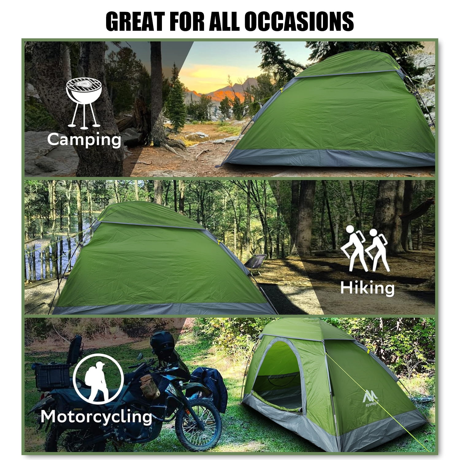 Backpacking Tents for 1 Person, Lightweight Waterproof Camping Hiking Single Person Tent with Rain Fly and Carrying Bag for Adults Kids