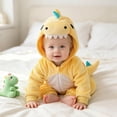 thumbnail image 5 of Toddler Dinosaur Hooded Romper Halloween Dinosaur Dress Up Outfits (Yellow), 5 of 9