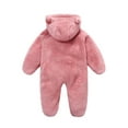 thumbnail image 2 of Wassery Baby Boys Girls Jumpsuit Infant Plush Thickened Hooded Romper Long Sleeve Zipper Closure Closure Jumpsuit Winter Clothes for Boys Girls 0-18M, 2 of 8