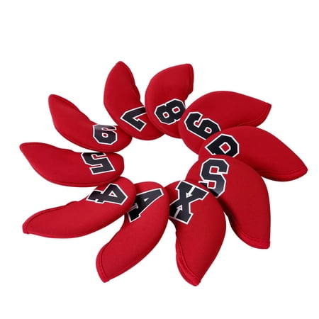 10x Golf Club Head Covers, Neoprene Golf Wedge Iron Covers with Large Number Tags, Protective Golf Iron Head Covers Fit for Most Standard Irons