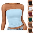 thumbnail image 2 of Gsakboxl Womens Summer Tops 2026 New Independent Station Women Strapless Tube Top Slim Fit Sleeveless Crop Camisole Basic No Shoulder Elegant Fashion Summer Daily Layering Blouse Coffee M, 2 of 4