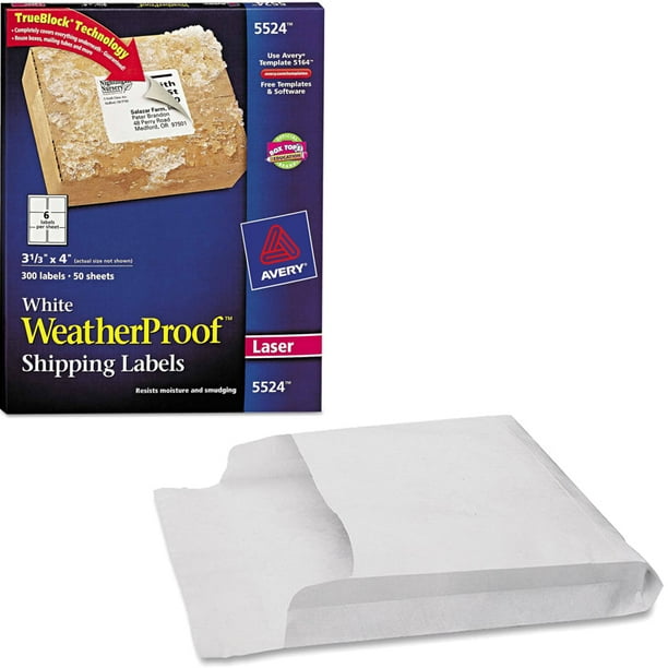 Avery Weatherproof Laser Shipping Labels, 3-1/3