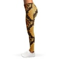 thumbnail image 3 of Yellow And Brown Snakeskin Print Leggings, Python Snake Sexy Yoga Leggings For Women., 3 of 5