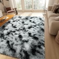 thumbnail image 2 of Wellber Shag Rugs Fluffy Tie-Dyed Area Rug for Bedroom Living Room Carpet Home Decor,5'x8',Black, 2 of 6