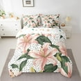 thumbnail image 2 of Homewish Pink Flowers Lily 7-Piece Twin Bedding Sets For Teens Female Girls,Spring Garden Bedding Comforter Set,Polka Dots Breathable Sheet Sets,Lightweight Room Decor,Reversible, 2 of 8