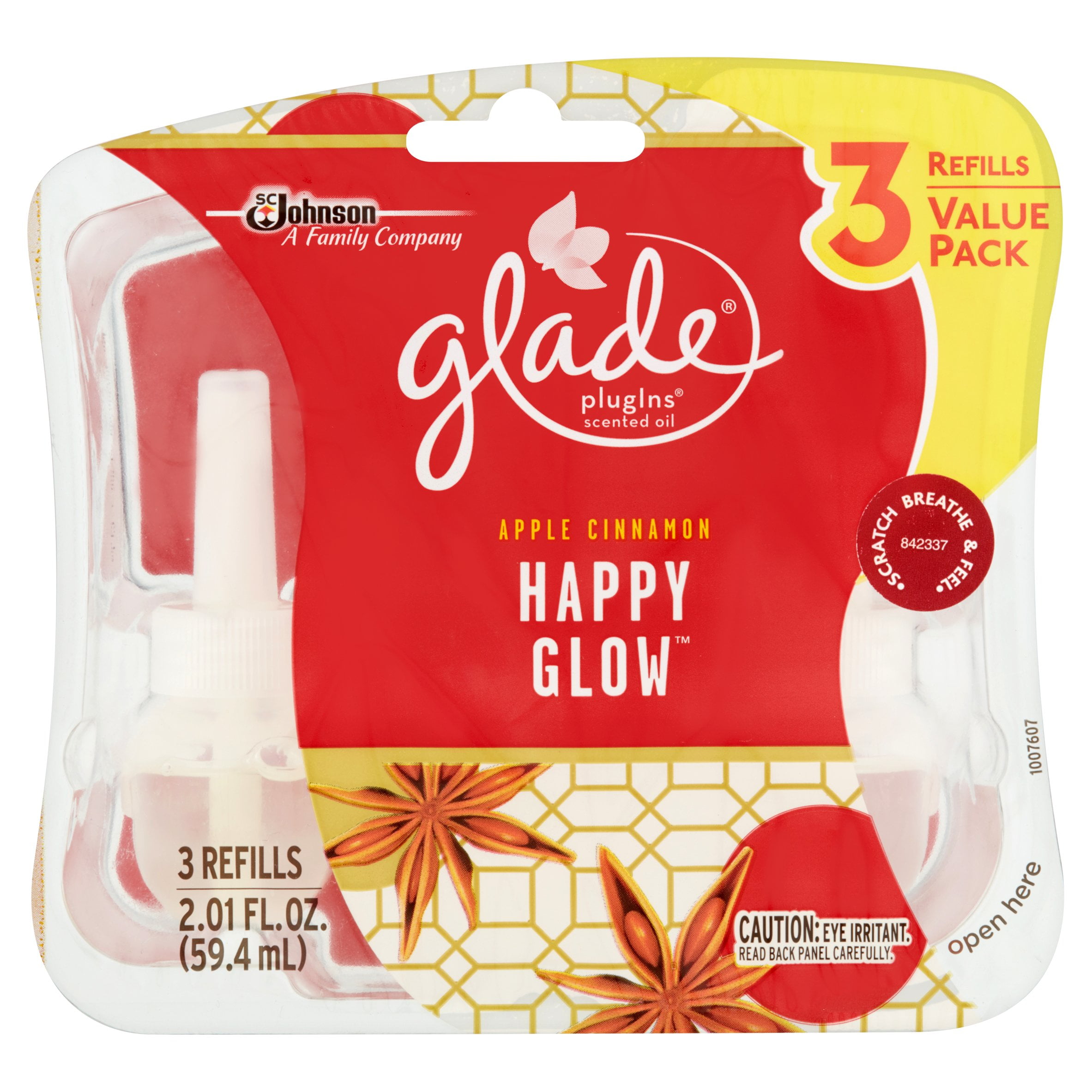 Glade Plug In Refill, Apple Cinnamon, 2.01 Fl. Oz. (Pack of 3