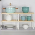 thumbnail image 2 of 2 Piece Cabinet Kitchen Shelf Stackable Countertop Shelves and Extendable Wood Cabinet Organizer Shelves, White, 2 of 3