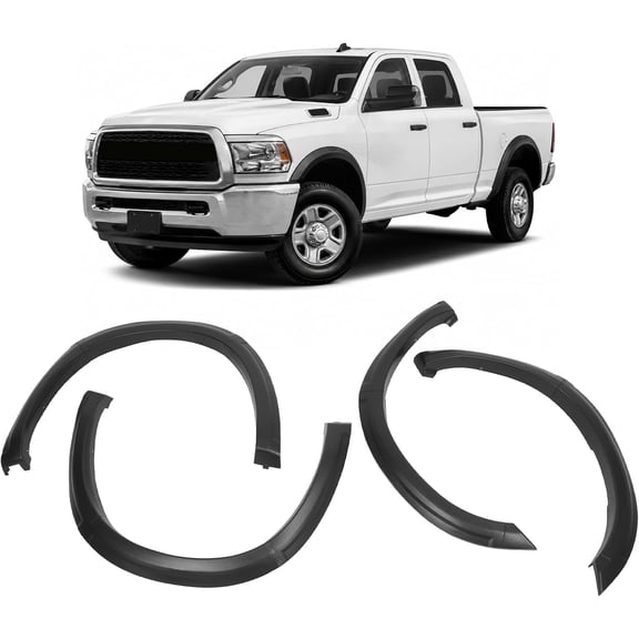KOJEM Fender Flare Compatible with 2010-2018 Dodge Ram 2500 3500 Black Plastic PP