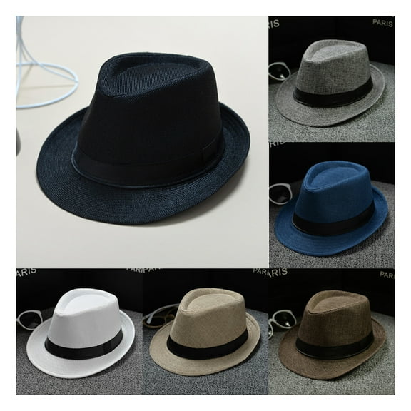 Foldable New Classic Straw Fedora Hat Mens Women Wide Brim Panama Hat Summer Dress Hat