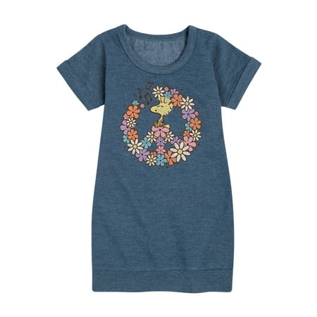 

Peanuts - Floral Peace Sign - Woodstock - Toddler & Youth Girls Fleece Dress