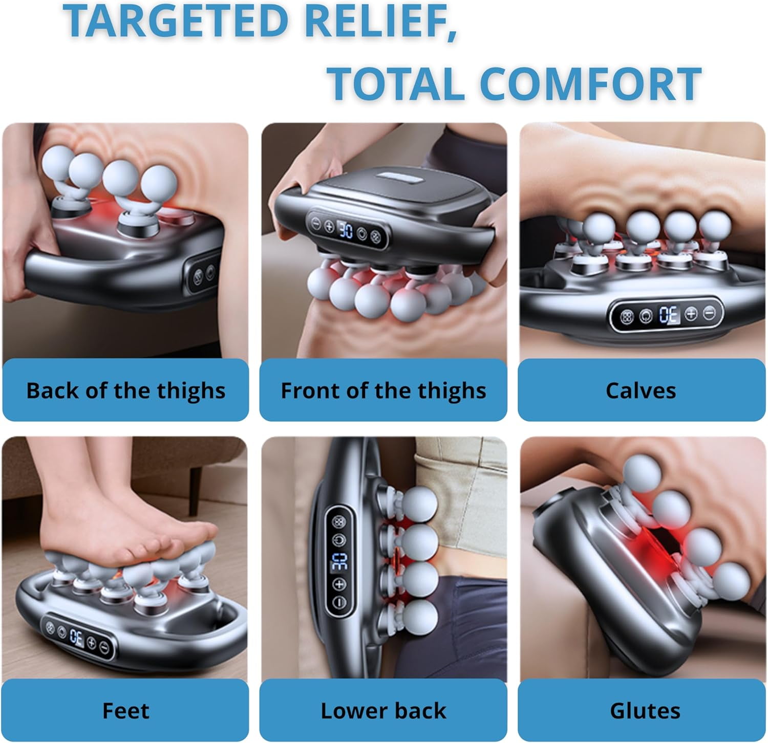 16-Head Deep Tissue Massage Gun for Muscle Recovery - Quiet Portable Percussion Massager for Neck, Shoulder, Back & Legs