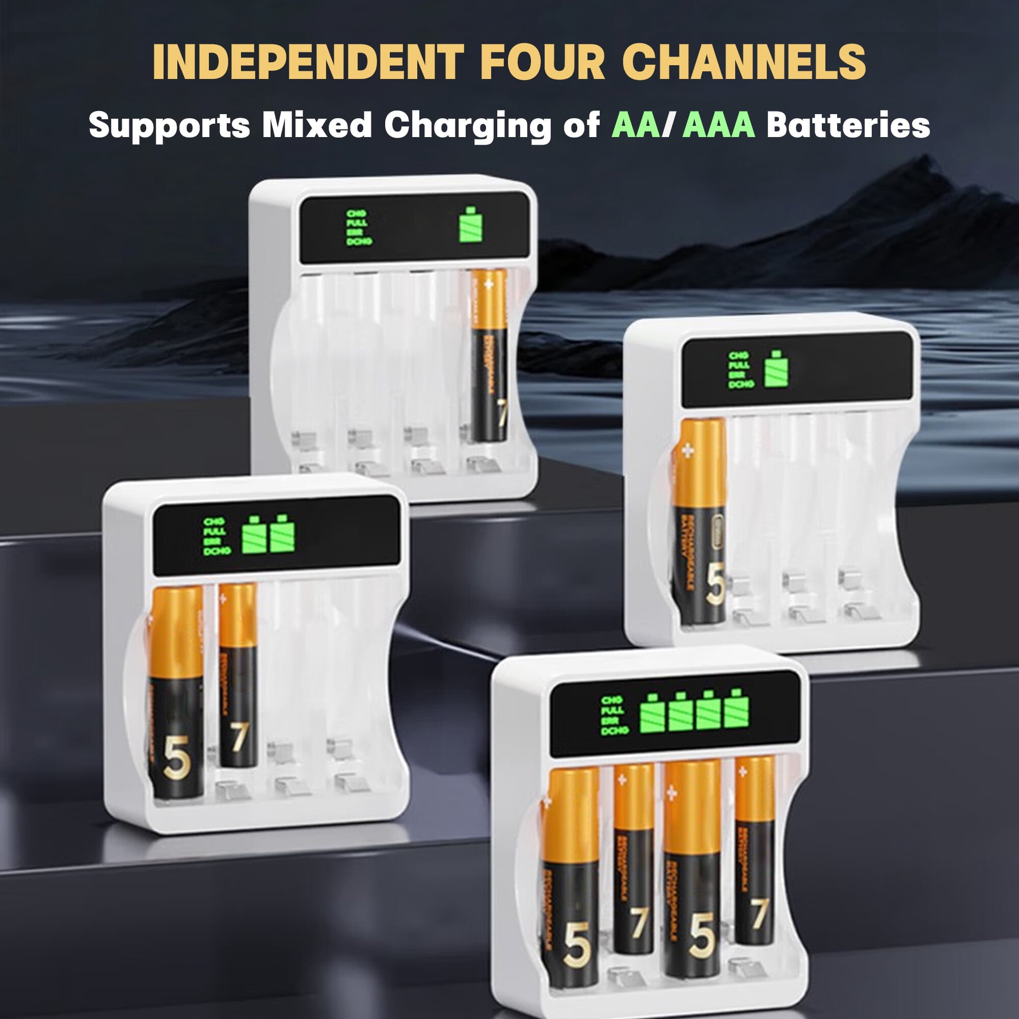 Zmisner Rechargeable AA Batteries with Smart Fast Charger, 2850mAh High Capacity Low Self Discharge Ni-MH Double A Battery, 4 Count