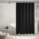 thumbnail image 1 of Cortina de ducha extra larga de 213 cm de alto - Tejido gofrado de nido de abeja y mezcla de algodón, ideal para hoteles y spas, tela suave, lavable - Negro, 183 x 213 cm, 1 of 5