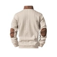 thumbnail image 7 of LYSMORA Men's Knit Stand Collar Button Pullover Sweater, Contrast Splice Elbow Patch Long Sleeve Casual Tops, 7 of 7
