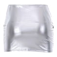 thumbnail image 6 of IWRICH Women's Shiny Silver Metallic Cross Mini Skirt Holographic Ruched Wrap Hem Bodycon Pencil Short Skirt Pleated Party Clubwear Silver XL, 6 of 6