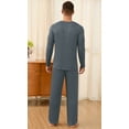 thumbnail image 4 of Iceglad Men's Pajama Set Soft Ribbed Knit Long Sleeve Top and Pants Mens Loungewear 2 Piece Sleep Set, 4 of 8