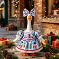 thumbnail image 4 of Christmas Porch Goose Outfit for 23.0 in Goose Statue，F | Lace Dress with Bow, Holiday Print Fabric, Outdoor Lawn Decor, Farmhouse Porch Style, Matching Headband Included (B), 4 of 8