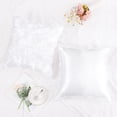 thumbnail image 7 of PiccoCasa Decorative Throw Pillow Covers 3D Satin Rose Flower Shells Cushion Covers, 2Pcs, 16"x16" Snow White, 7 of 7