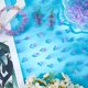 thumbnail image 3 of 1 caja de 150 cuentas de vidrio con forma de flor de lirio azul púrpura con agujeros, cuentas transparentes de dos tonos con degradado floral de campanilla, 3 of 9