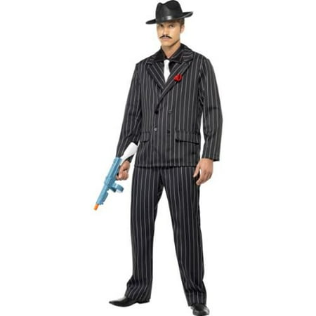 3 Piece Zoot Suit - Black Pin Striped Gangster 20's Zoot Suit Costume Adult