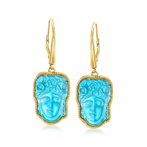 Ross-Simons Italian Tagliamonte Blue Venetian Glass Flora Drop Earrings in 18kt Gold Over Sterling, Women's, Adult