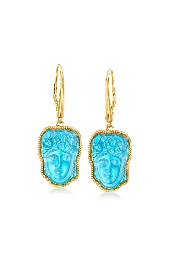 Italian Tagliamonte Blue Venetian Glass Flora Drop Earrings in 18kt Gold Over Sterling, Women's, Adult