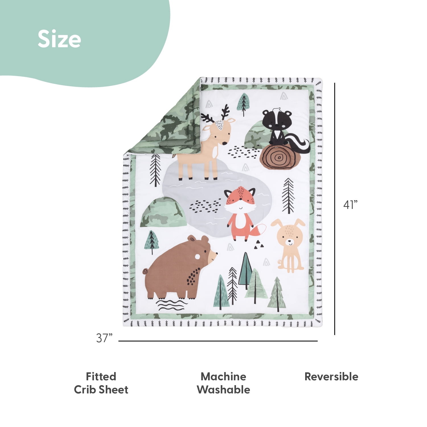The Peanutshell Crib Bedding, Fairytale Forest Baby Crib Bedding Set and Mobile, 4-Piece Set