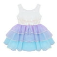 thumbnail image 4 of TiaoBug Kids Girls Sequin Ballet Leotard Tutu Dress Figure Skating Performance Dance Dresses Light Blue 8, 4 of 7