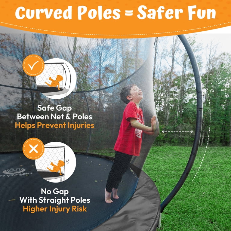 JUMPZYLLA 14FT Trampoline with Enclosure Net & Ladder - Easy