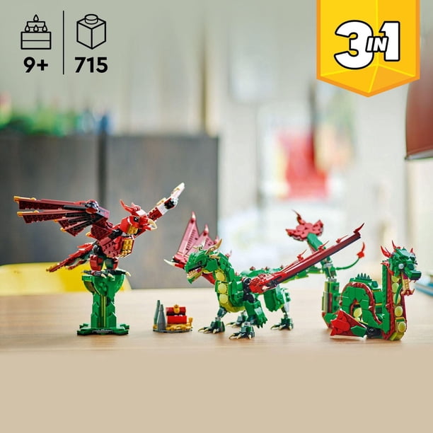 LEGO Creator 3 in 1 Medieval Dragon Toy - Building Toy with 3