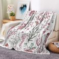 thumbnail image 2 of Spring Floral Throw Blanket, Pink and White Watercolor Floral Throw Blanket for Couch, Farmhouse FlowersSoft and Warm Throw Blanket for Women Girls White, 2 of 3