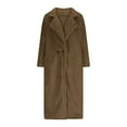 thumbnail image 4 of Dolkfu Double Breasted Winter Jackets for Women Brown Fleece Cardigan Coat Open Front Fuzzy Trench Coat Women Coats L, 4 of 6