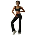 thumbnail image 6 of Women’s Cotton Bootcut Wide Waistband Yoga Pants, Black, 3-pack, Large, 6 of 8