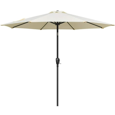 Simple Deluxe LGBRLA9BGE 9ft Outdoor Market Table Patio Umbrella with Button Tilt and 8 Sturdy Ribs, Beige