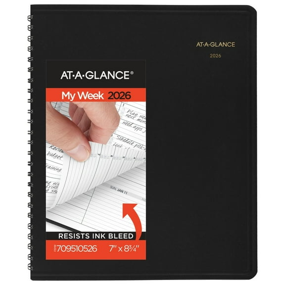 AT-A-GLANCE 2026 Weekly Appointment Book Planner Black Medium 7 x 8 34 - Weekly