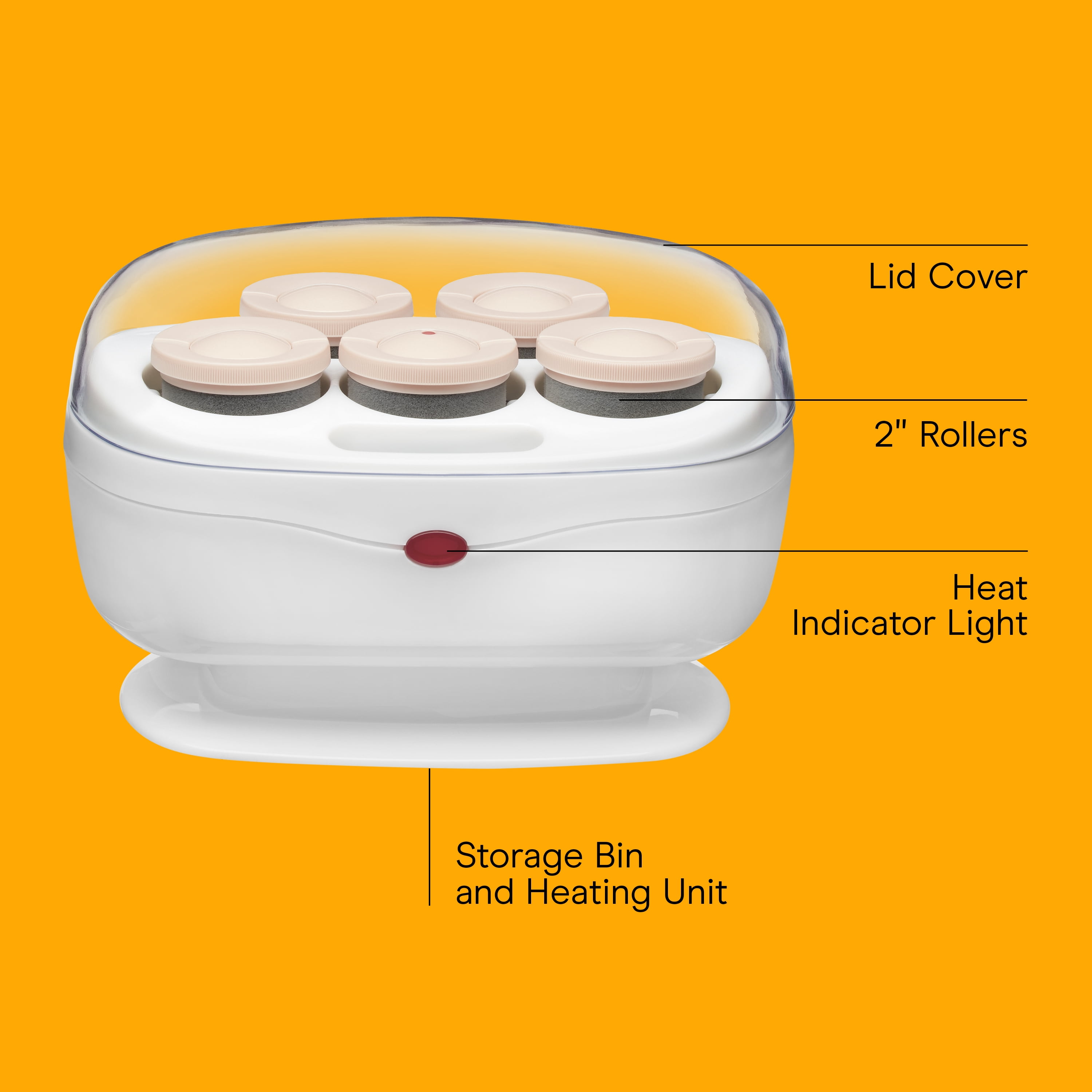 Conair Double Ceramic Hot Rollers, 5 Ceramic Flocked Extra-Large 1½” Rollers with Clips