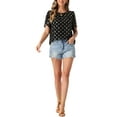 thumbnail image 2 of INSPIRE CHIC Women's Round Neck Blouse Summer Casual Gilding Pattern Short Sleeve Top, 2 of 4