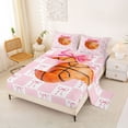 thumbnail image 2 of Erosebridal Sport Basketball Print Queen Sheet Sets 4 Pieces for Girls,Kawaii Plaid Bowknot Bed Set for Kids Teens,Luxury Bedroom Decor, 2 of 5