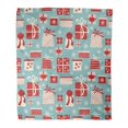 thumbnail image 1 of POGLIP Flannel Throw Blanket Blue Vintage Tiling Pattern Red Box Winter Retro Ribbon 58x80 Inch Lightweight Cozy Plush Fluffy Warm Fuzzy Soft, 1 of 4