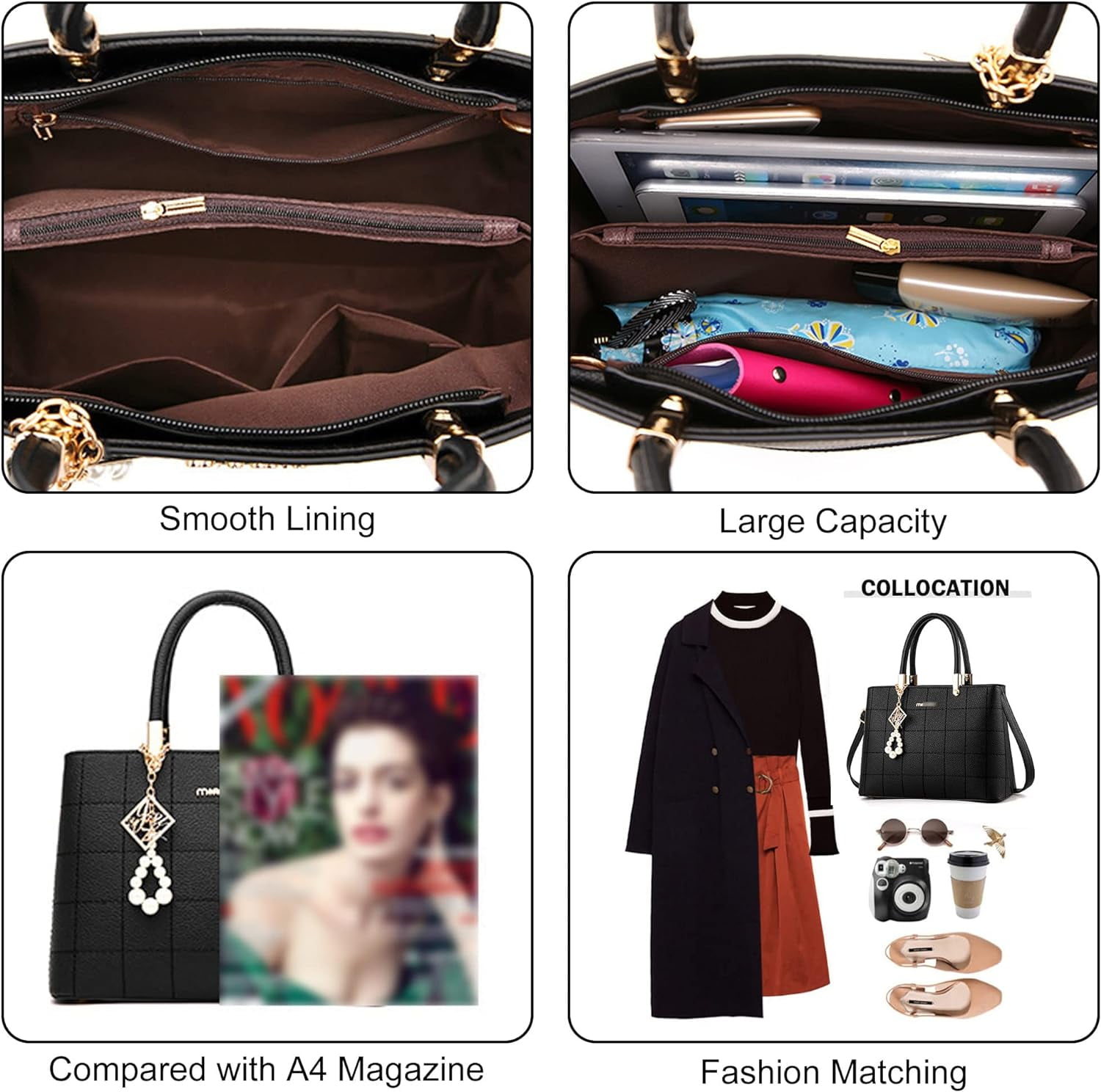 Tote Bags Soft PU Leather Purses and Handbags for Women Handle Bag Shoulder Satchel Bags with Multi-Pocket