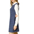 thumbnail image 4 of INSPIRE CHIC Women's Christmas Peter Pan Dress 60s Color Block Mini Long Sleeve Dresses S Blue, 4 of 8