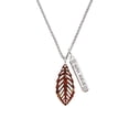 thumbnail image 2 of Delight Jewelry Acrylic Medium Leaf Pearly Brown Silvertone Live the Life You Have Imagined Bar Charm Necklace, 23", 2 of 4