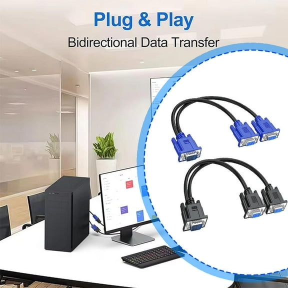 QHUDLV Computer Monitor VGA 1:2 Cable,High-Definition Connection for Dual Monitors