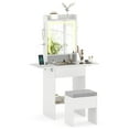 thumbnail image 1 of Costway Vanity Desk with Mirror & Lights, Stool, 2 Drop Leaf Tables, Charging Station White, 1 of 10