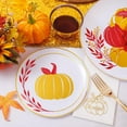 thumbnail image 2 of 175PCS Thanksgiving Plastic Plates - Thanksgiving Disposable Dinnerware Set - Fall Pumpkin Plates for 25 Guests Include 50 Gold Plates, 75Silverware, 25Cups, 25Napkins for Friendsgiving Party, 2 of 9