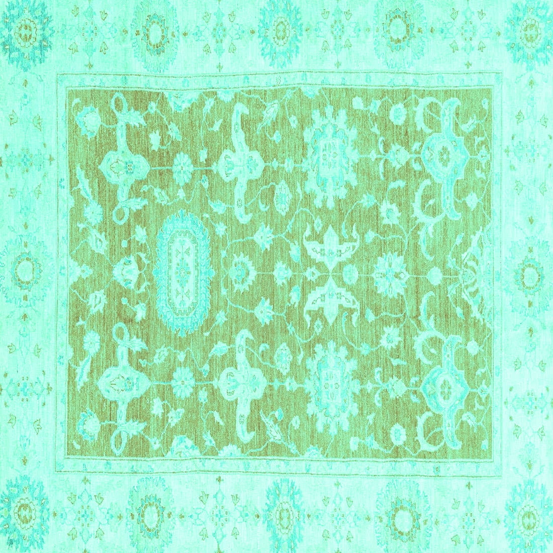 Ahgly Company Indoor Square Abstract Turquoise Blue Modern Area Rugs, 4 ...