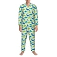 thumbnail image 3 of Fotbe Cute Dinosaur Blue Green Pijama de Hombre con Estampado de Manga Larga, Conjunto de 2 Piezas, Ropa de Dormir Suave y Cómoda con Bolsillos-Medium, 3 of 7