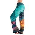 thumbnail image 2 of Halloween Costumes Pajama Pants Women Lounge Wear Halloween Black Cat Witch Printed Soft Stretchy Full Length Bottoms Blue L, 2 of 6