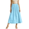 thumbnail image 2 of Karight Womens High Waisted Tiered Maxi Skirt Elastic Waist Cotton Linen Casual Boho Long Skirt with Layered Hem, 2 of 6