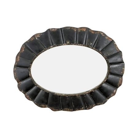 UPC 807472553573 product image for Woven Paths 23.5  x 31  Oval Distressed Metal Framed Mirror  Black | upcitemdb.com